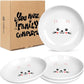 TRUVIC 4 Pack Ceramic Cat Food Bowls, 5.9 Inch Ceramic Cat Dishes Set for Indoor Cats and Small Dogs, Anti Whisker Fatigue Kitten Bowls, Wide Shallow Kitten Plates for Food and Water (Cute Face)