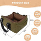 Dog Car Seat for Small Dogs, Large Leather Dog Car Bed with Storage Pocket, Waterproof PVC Leather Booster Seat Travel Bed for Front & Back Seat, Clip-On Safety Leash (Green/Brown)