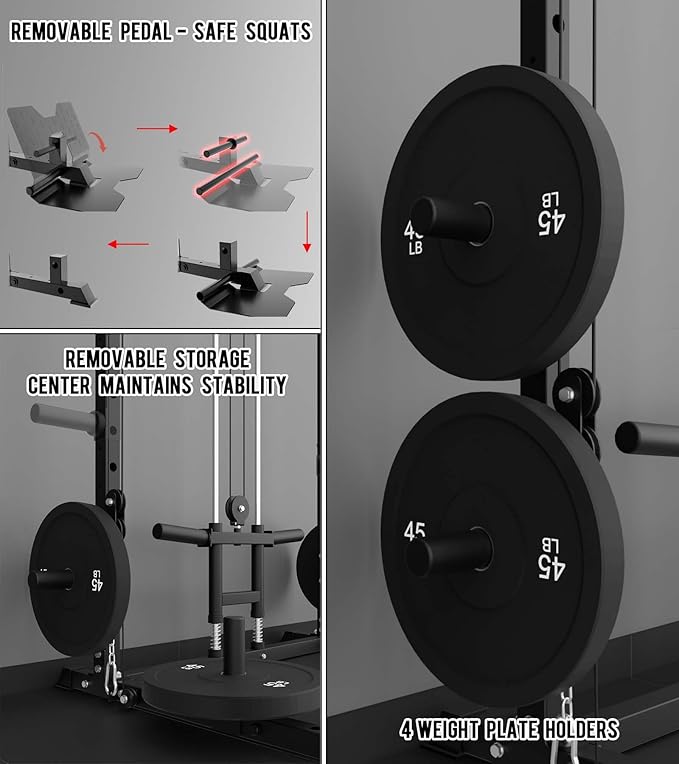 Eonfit E2 Power Cage，1500LB Squat Rack with Cable Crossover System.Multi-Function Power Rack for Home Gum.All-in-One Squat Rack with More Training Attachments