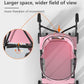 Pet Stroller with 4 Wheels for Small/Medium Pets, Portable Travel Foldable Carrier Jogger for Dog Cat Puppy Kitty, Rear Wheel Breaks, Storage Basket, Visible Mesh with Weather Cover (Pink)