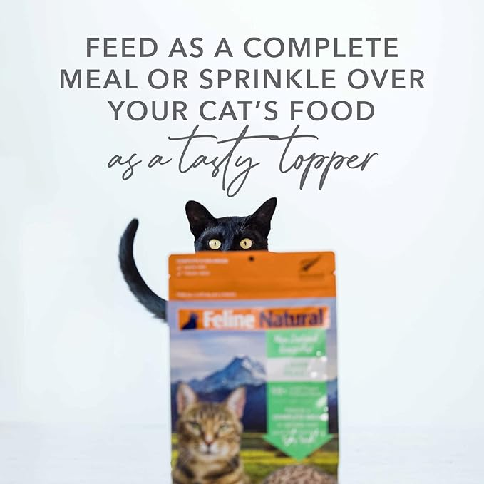 Feline Natural High Protein Dry Cat Food, Freeze-Dried Diet with 98% Meat, Organs & Seafood, No Peas, Grains, or Artificial Additives, Made in New Zealand, Beef & Hoki, 11oz