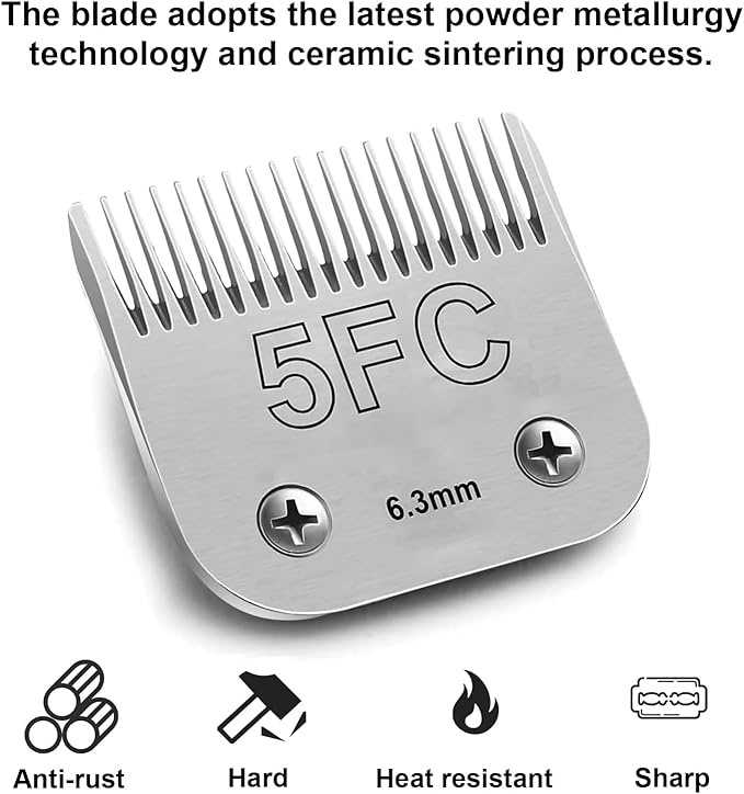 4pcs Dog Grooming Blades Compatible with Andis Dog Clippers,Detachable Ceramic Blade & Stainless Steel Blade (3FC+4FC+5FC+7FC)