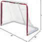Mylec Steel Junior Hockey Goal for Indoor + Outdoor (52” x 43”), Easy Assembly, Lightweight, Portable, and Net Weave System (Red, 17 Pounds)
