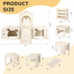 Large Rabbit Hideout Bunny Castle, Wooden Bunny House & Hay Feeder, Detachable Rabbit Hideaway, Indoor Rabbit Castle with Ramp, Small Animal Houses & Habitats