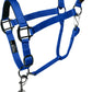 Majestic Ally Leather Halter with Matching Lead Rope for Horses – Leather Breakaway Crown - Adjustable Chin Strap – Rolled Throat Latch – Padded Noseband – Full (Royal Blue, Full)