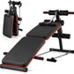 GYMAX Sit Up Bench, 330lbs Folding Decline Workout Bench with Spring Handle, Elastic Ropes & 4 Level Adjustable Height, Incline Weight Bench for Situp, Ab Crunch, Strength Training Exercise for Home Gym