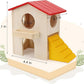 Hypeety Wooden Hamster Villa House & Maze Hideout Cage - Exercise Toys for Dwarf Hamsters, Gerbils, and Small Pets Natural Wooden Habitat with Climbing Accessories (Villa House)