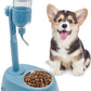 Fhiny Dog Water Feeder Bottle with Stand, Dispenser Automatic Water Food Bowl for Cage No-Drip Leak-Proof Adjustable Raised Pet Slow Water Bottle Dog Kennel Durable Drinker (Blue, 17oz)