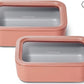 Caraway 2pc Glass Food Storage Set - 6.6 Cup Food Containers (2) - Ceramic Coated - Non Toxic, Non Stick Lunch Box with Lids. Dishwasher, Oven, & Microwave Safe - Perracotta