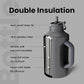 BOTTLE BOTTLE Insulated Water Bottle 64 oz with Straw and Dual-use Lid Stainless Steel Water Bottle for Men with Handle Vacuum Insulated Beer Growler for Workout Sports Soccer gray
