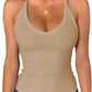 iGENJUN Workout Tops for Women Racerback Basic Tank Summer 2025 Camisole V Neck Slim Fit Ribbed Sleeveless