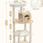 PETEPELA Wood Cat Tree for Indoor Cats Multi-Level Tower with Sisal Covered Scratching Posts, Cozy Condo, Super Large Hammock and Plush Perches Faux Rabbit Milk Fur Beige Rabbit Fur Wood Beige