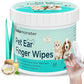 Ear Cleaner Finger Wipes for Dog & Cat [Finger Casing Design][Pet Ear Wipes with Tweezers] for Controlling Ear Infections and Ear Odor Reduce ear wax buildup Natural Ingredients Dog Ear Wipes