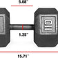 WF Athletic Supply Cast Iron Solid Hexagon Gray/Black Dumbbells, Strength Training Free Weights Set of 2 for Women and Men, Hand Weights Sold by Pairs, Multi-Select Size Options Available