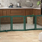 Freestanding Pet Gate for Dogs, Foldable Wooden Dog Gate for House, Extra Wide Indoor Pet Barrier for Stair, Doorway, Hall, Support Feet Included, 120 Inch Wide, 6 Panels 24",Green