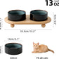 Ceramic Elevated Cat Food and Water Bowl, Kitty Bowl, Raised Cat Dish, Pet Feeder (5.1 in, 2 x Starry Sky + Stand)