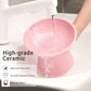 Extra Wide Elevated Ceramic Cat Bowl, 6.2" Shallow Dish for Whisker Fatigue Relief, 5" Height for Easy Feeding, Durable Raised Cat Food Bowls, Pack of 2, Pink