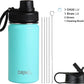 DRINCO Stainless Steel Water Bottle Spout Lid Vacuum Insulated Double Wall Water Bottle Wide Mouth (40oz 32oz 22oz 18oz 14oz) Leak Proof Keeps Cold or Hot (14 oz, 14oz Teal)