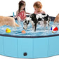 YSJILIDE Portable Dog Pool PVC Pet Swimming Pool Bathtub Collapsible Dog Pool, Hard Plastic Pool for Pets to Swim and Bath (XXL-71"x 12" Blue)