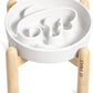 LE TAUCI Ceramic Slow Feeder Dog Bowls Small Breed, 0.6 Cups Elevated Dog Bowl for Fast Eaters, Puzzle Bowl for Small Dogs and Cats,Angle White