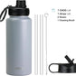 DRINCO Stainless Steel Water Bottle Spout Lid Vacuum Insulated Double Wall Water Bottle Wide Mouth (40oz 32oz 22oz 18oz 14oz) Leak Proof Keeps Cold or Hot (32 oz, 32oz Asphalt Gray)