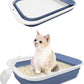BNOSDM Collapsible Small Cat Litter Box for Kittens Open Potty Pan Foldable Cat Toilet with Scoop Senior Kitty Travel Shallow Litters Boxes Anti-Splash Waterproof Blue 17.7"×13.4"