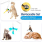 Pawaboo Cat Feather Toys, 4 Pack Interactive Cat feather Teaser Wand Toys, Retractable Fishing Pole Wand Catcher Exerciser with Refill Fish, Dragonfly Worm with Bells, Fun Cat Kitten Kitty Playing Toy