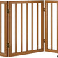 Freestanding Pet Gate Foldable Dog Gate (55 inches Wide) Walnut Bamboo Dog Gates for Stairs Doorways House (2 Support Feet Included)