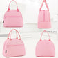 FlowFly Lunch Bag for Women Insulated Lunch Box Corduroy Lunch Tote Cooler for Travel Work Picnic, Pink