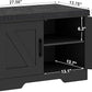 2-Tier Storage Bench, Shoe Bench with Padded Seat Cushion, Entryway Bench with 2 Barn Doors, Adjustable Shelf, 13.8" D x 27.6" W x 17.7" H, for Entryway, Living Room, Bedroom, Black
