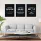 Success Canvas Painting Wall Art Quote Motivational Wall Art Execute Wall Decor 3 Pieces Black Poster Positive Inspirational Framed Artwork Prints Picture for Living Room Office 60''Wx 28''H