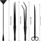 15Inch Extra Long Design Aquarium Aquascaping Tool Stainless Steel Aquascape Tools Kit 4 in 1 Anti-Rust Fish Tank Starter Kit with Long Tweezers Scissors Spatula for Aquarium Plants (Black)