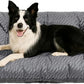 FUNNY FUZZY Washable XL Dog Crate Bed for Extral Large Dogs,Reversible Plush Flat Dog Bed Mat, Pillows,Soft Comfy Kennel Pad,Pet Sleeping Mattress,Pet Cushion,42" × 28", Charcoal Grey