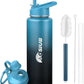 Insulated Water Bottle 40 oz, Triple Wall Vacuum Stainless Steel(Cold for 48 Hrs),Leak Proof & BPA-Free,Simple Modern Water Bottle with Drink-Through Lid & Flip Straw for Sports & Travel, Indigo-Black