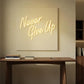 YIKBIK NEVER GIVE UPLED Neon Sign for Wall Decor,Neon Lights Party Decorations, USB Powered Switch Neon Lights lighting adjustable for Office Room, Gym Room, Man Cave, Gamer Room