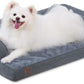 KSIIA Orthopedic Dog Bed for Small Dogs，Washable Pet Sofa with U-Shaped Bolster Removable Waterproof Cover Non-Slip Bottom and Egg-Crate Orthopedic Foam Pet Couch Bed, 29 x 18 Inch, Dark Gray