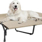 Veehoo Cooling Elevated Dog Bed, XL Raised Pet Cot with Guardrail & Slope Headrest, Durable Breathable Teslin Mesh, Non-Slip Feet, Washable Dog Couch Bed for Indoor & Outdoor, 50.5" x 33.5", Beige