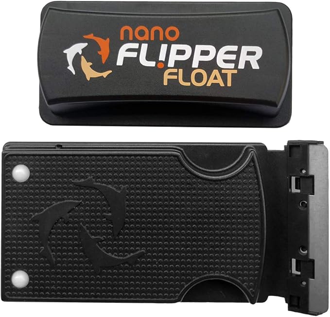 FL!PPER Flipper Cleaner Float - 2-in-1 Floating Magnetic Aquarium Glass Cleaner - Fish Tank Cleaner - Scrubber & Scraper Aquarium Cleaning Tools - Floating Fish Tank Cleaner, Nano