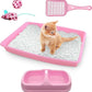 PAWISE Cat Litter Box Set, Small Kitten Starter Kit, Includes Litter Box, Litter Scoop, Double Dish Feeding Bowl, Cat Mouse Toy, Kitty Ball Toy, Pink