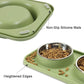 Cat Food Bowls, Cat Bowls Non-Skid and Non-Spill Silicone Pads with PP Stand, Removable Stainless Steel Food and Water Dishes for Cats, Small Size Dogs