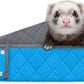 Paw Inspired Critter Box Washable Cage Liner, Reversible Fleece Bedding with Raised Sides for Ferrets, Guinea Pigs, Rats, Chinchillas, and Other Small Animals (Critter Nation/Ferret Nation, Gray/Blue)