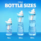 Cirkul 22oz. BPA-Free Plastic Water Bottle Starter Kit with Blue Lid, 2 Flavor Cartridges (1 LifeSip Fruit Punch, 1 FitSip Mixed Berry) No Sugar, Zero Calorie Drink Mix