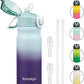 Insulated Water Bottle with Straw and Carry Loop,18 oz Stainless Steel Double Wall Vaccum Metal Water Flask with Leak-proof Lid,Ocean Dream