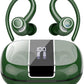 Wireless Earbuds Bluetooth 5.3 Headphones Sports, 48Hrs Playtime Bluetooth Earbuds with CVC 8.0 Mic, Stereo Bass Over Ear Bud with Earhooks, LED Display, IP7 Waterproof Earphon for Running Green