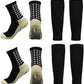 2 Set Anti-Slip Grip Soccer Socks with Shin Guard Sleeves, Sports Athletic Socks for Men Women