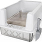 Tripamin XXL Stainless Steel Litter Box with High Sides 28"x20.5"x14" Extra Large Metal Litter Box for Big Cats&Multiple cat, Jumbo Top Entry Litter Pan with lid (White, XXX-Large)