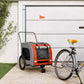 Tidyard Pet Bike Trailer Orange and Gray Oxford Fabric and Iron Pet Bicycle Carrier, Animal Bike Stroller for Cat, Puppy, Dog, Outdoor, Travel Style B
