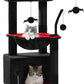 PEQULTI 4-in-1 Gothic Cat Tree, 33'' Cat Tower for Indoor Cats with Large Condo, Cat Scratching Post for Cats with Deep Hammock& Cozy Top Perch,Black