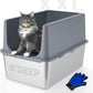 LIHONG Stainless Steel Litter Box with Lid, XL Metal Cat Box for Indoor Cats, Enclosure Cat Litter Pan for Large Cats, Non-Sticky Large Kitty Litter Box, Anti-Leakage, 23.5" X 15.5" X 16"