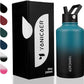 Insulated Water Bottle 64oz,Triple Wall Vacuum Stainless Steel(Dishwasher Safe),Leak Proof & Non-BPA,Flask Jug with Paracord Handle & Straw Spout Lids Sports